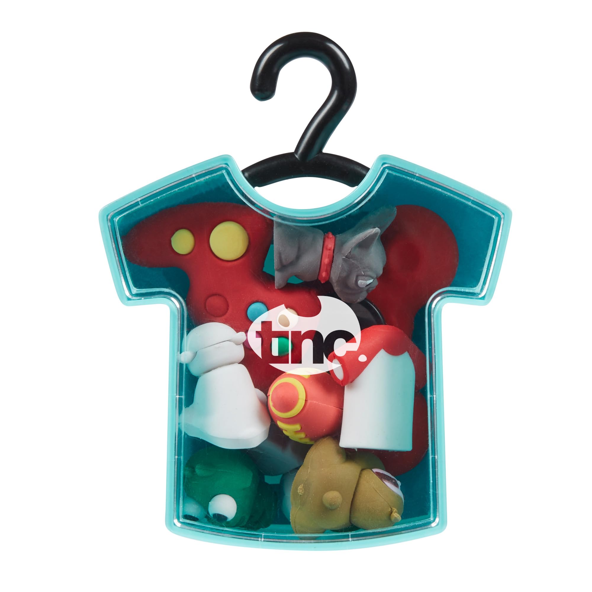 Tinc 10 Assorted Erasers in T-Shirt Tub (Animal and Sports Theme), Blue