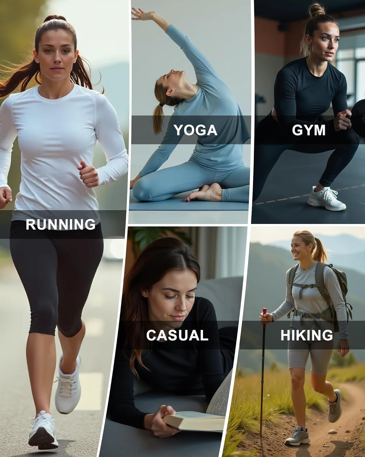 Women's Compression Shirts Long Sleeve Athletic Workout Tops Cool Dry Underscrubs Sun Protection for Gym Yoga Running - Image 6