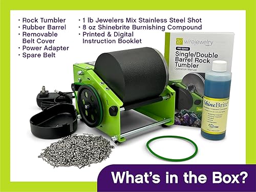 Miniatura 2 de WireJewelry Pro-Series Tambor de un solo barril, kit de pulido de joyería y metal, incluye 1 libra de mezcla para joyeros y 8 onzas de compuesto