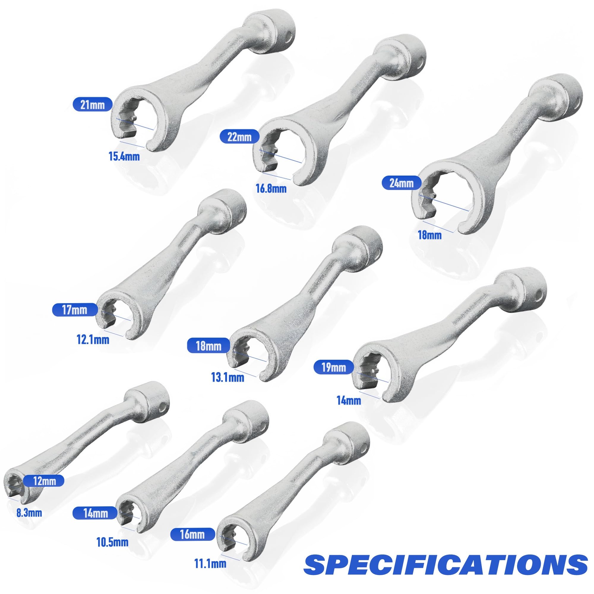 Snapklik.com : 9pcs Injector Fuel Line Wrench Set, 1/2” Dr 12 Point ...