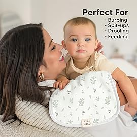 Organic Burp Cloths Baby Boy & Girl - 5-Pack Super Absorbent Cotton Burping Cloths for Babies, Soft & Plush Newborn Spit Up Rags, Infant Towels for Milk Spit Up, Unisex, Large 21 x 10 (Prairie)