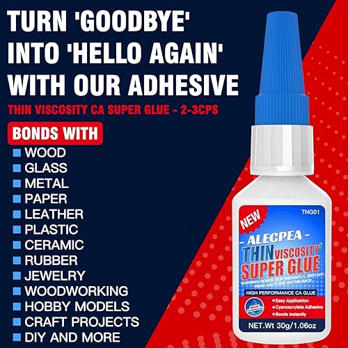 Miniatura 57 de ALECPEA Pegamento de vidrio de 1.06 oz – Adhesivo de secado rápido y resistente a la intemperie para reparación de vidrio, joyas, arte, cristal