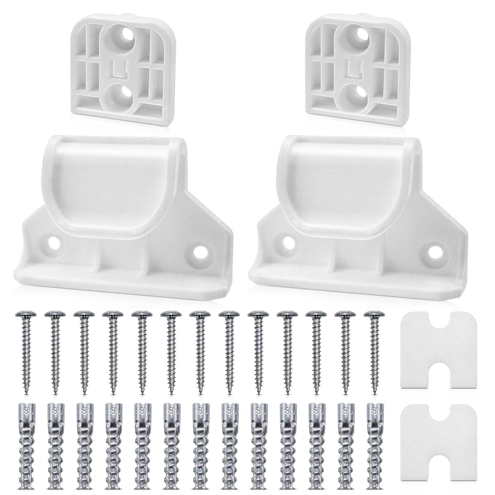 Baby Gate Replacement Parts, Retractable Baby Safety Gate Replacement Parts Kit, with 2 Latches 2 Brackets 10 Screws, Babys Gates Extender Accessories for 55"W X 33"H Safety Gates (White)
