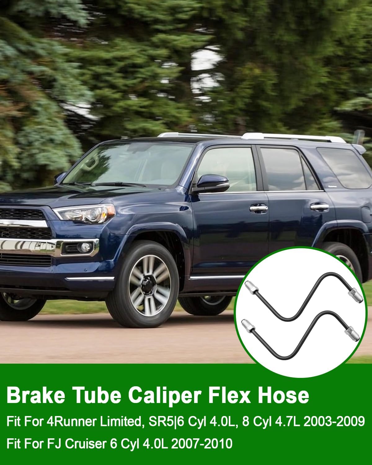 1 Pair Right and Left Front Brake Tube Caliper to Flex Hose Fit for Toyota 4Runner 2003-2009 FJ Cruiser 2007-2010 Replace 47314-35320 47316-35280