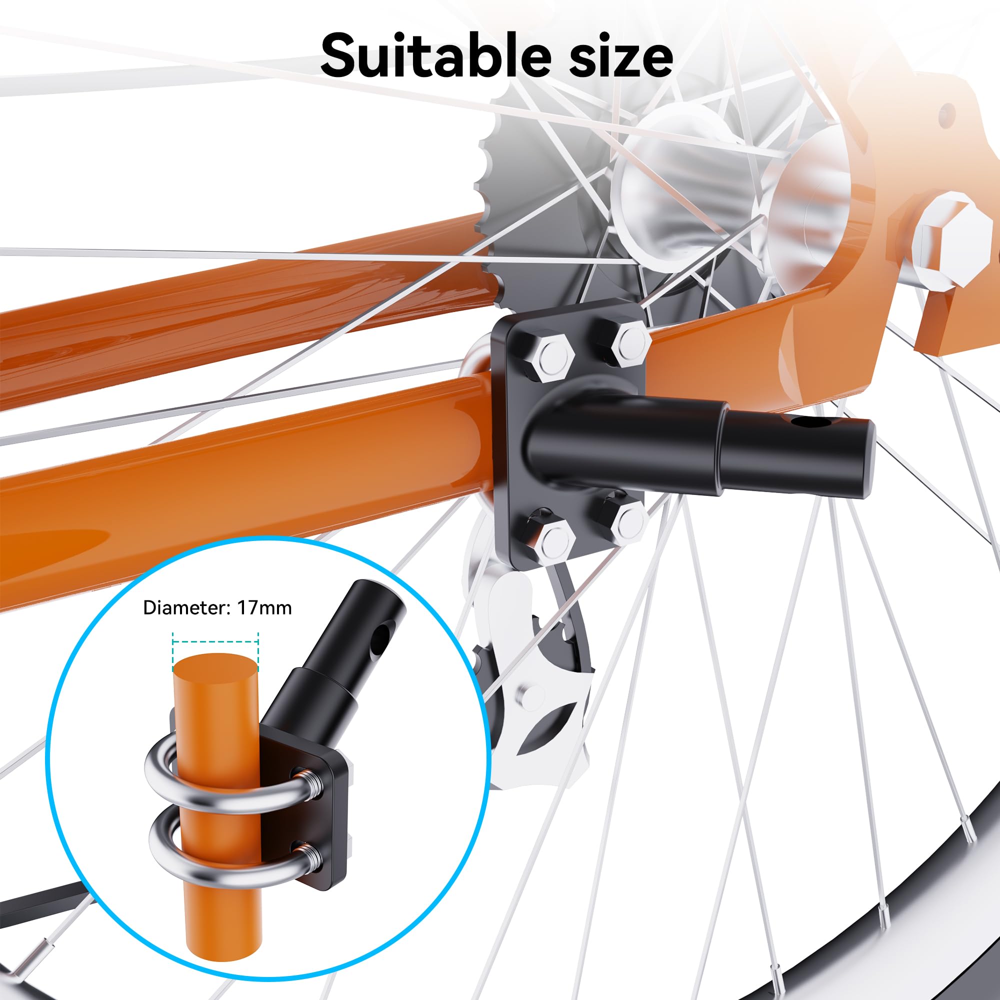 Adattatore gancio traino rimorchio bicicletta con perno sicurezza cani bambini