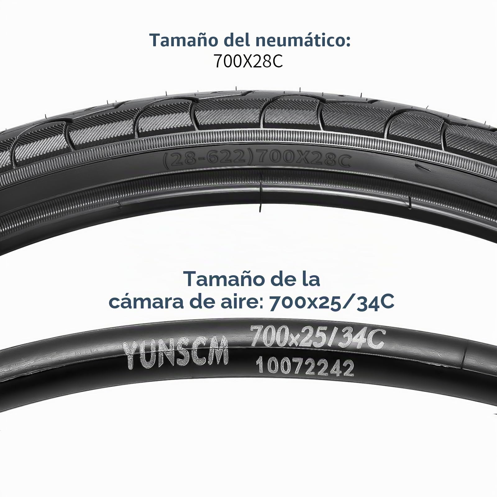 YunSCM 2Pcs Plegable 28 Pulgada Neumáticos 28x1.10 700x28C ETRTO 28-622 más 2Pcs 700c Cámara de Aire FV60mm Valve Compatible Bicicletas urbanas, Bicicletas de Carretera 700x28C 700x30C Neumáticos