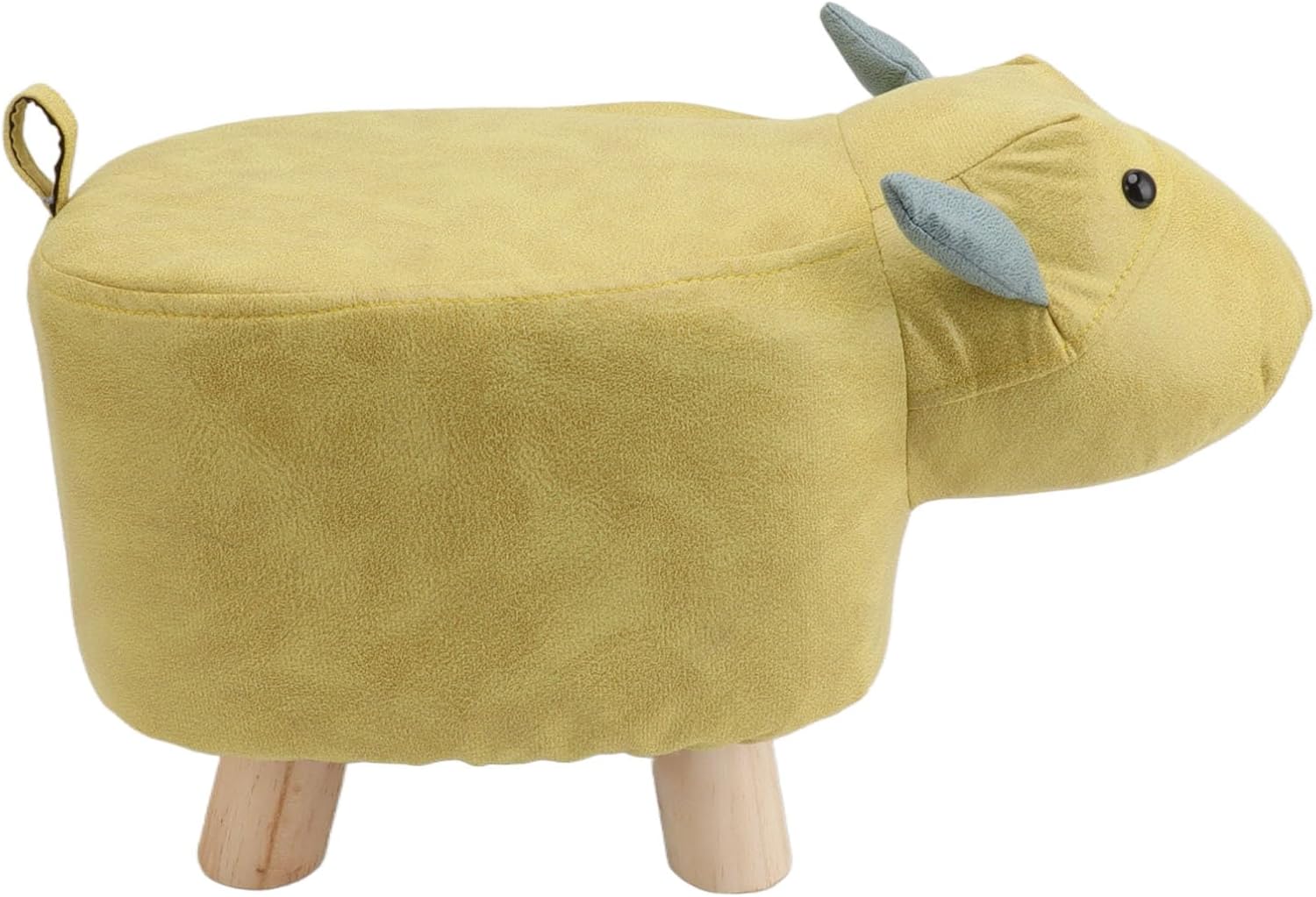 Zerodis Animal Footstool, Pine Wood, Animal Shaped Footstool Cartoon Animal Shaped Stool Cartoon Ottoman with Lovely Cow Shaped Anti Slip Padded Cushion Footstool for Sitting or Placing