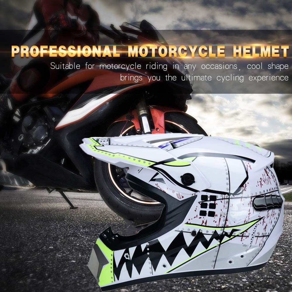 Motocross Helm mit Brillen Maske Handschuhe, Herren Damen Motorrad-Helm Off-Road Downhill-Enduro-Helm-ATV-MTB-BMX Dirt Bikes Quad Motorräder Full-Face Schutz-Helm