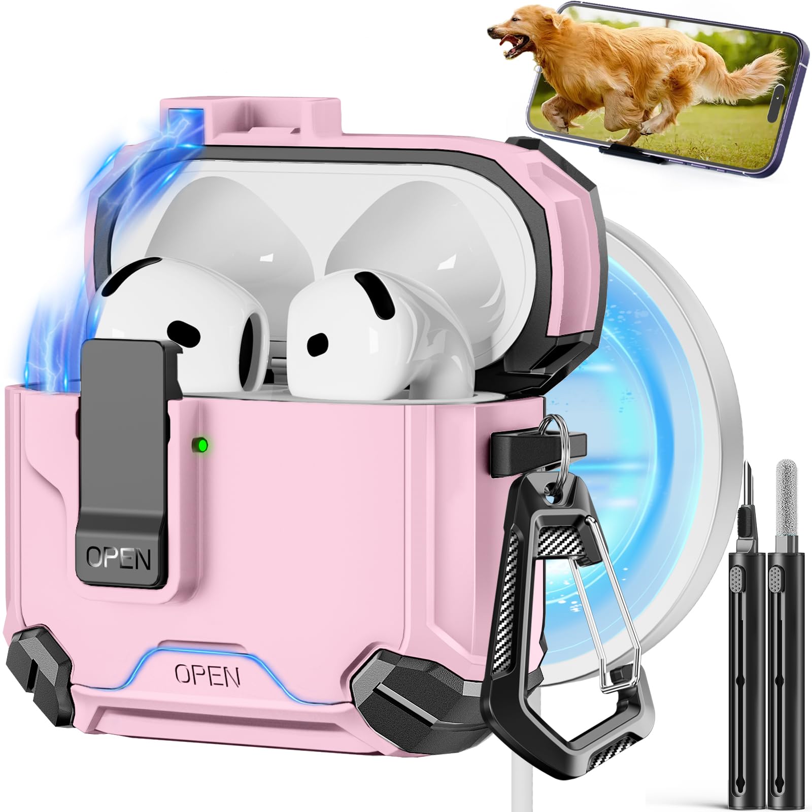 Pohgelan Compatible with AirPods 4 Case (Pink)