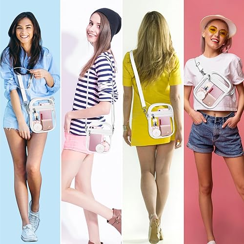 Miniatura 7 de Bolsa transparente aprobada para estadios, bolsa cruzada transparente con bolsillo frontal para conciertos, eventos deportivos, festivales