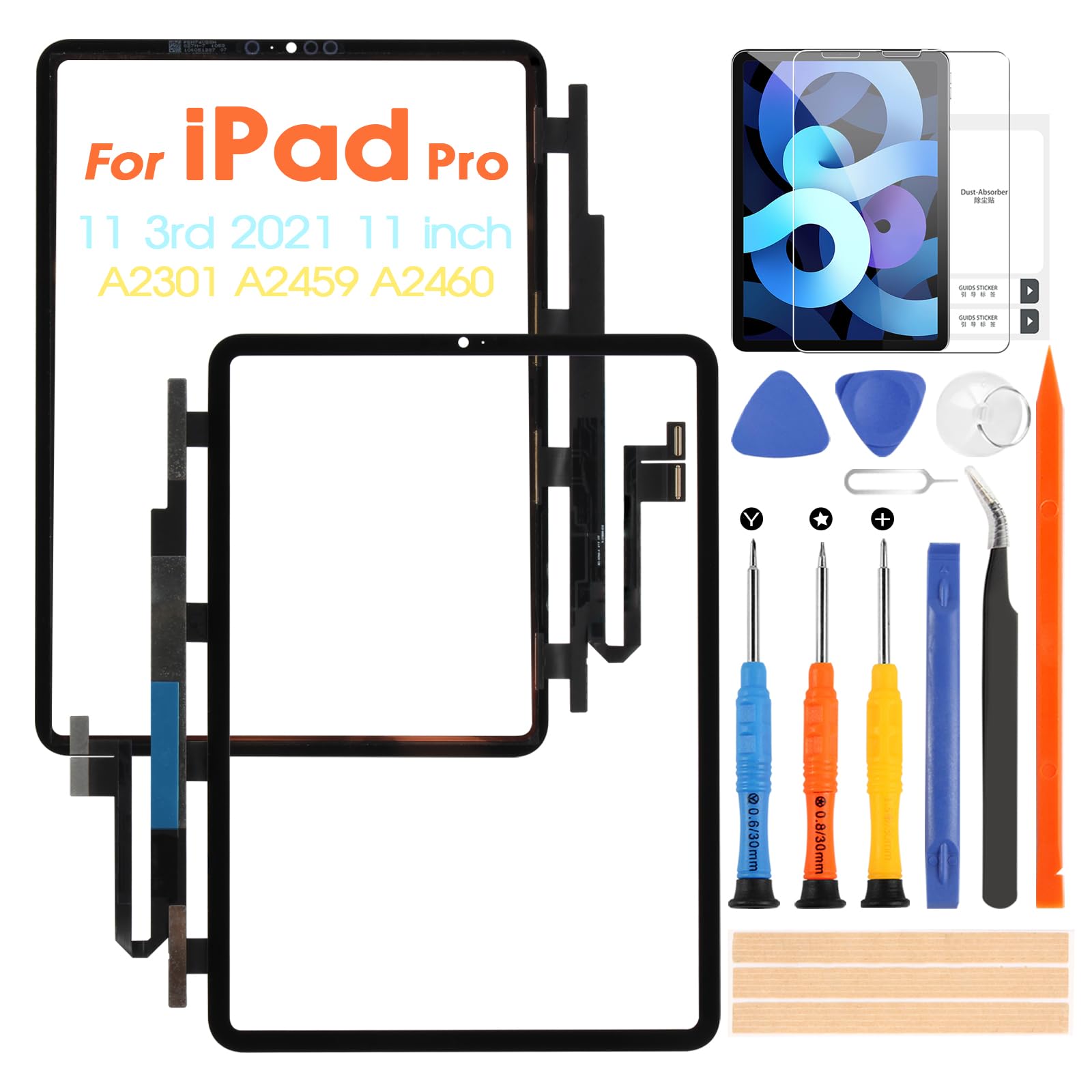 Arsssly A2301 A2459 A2460 Touch Screen para iPad Pro 11 2021 3rd Gen 2021 reemplazo de pantalla táctil con reparación kit