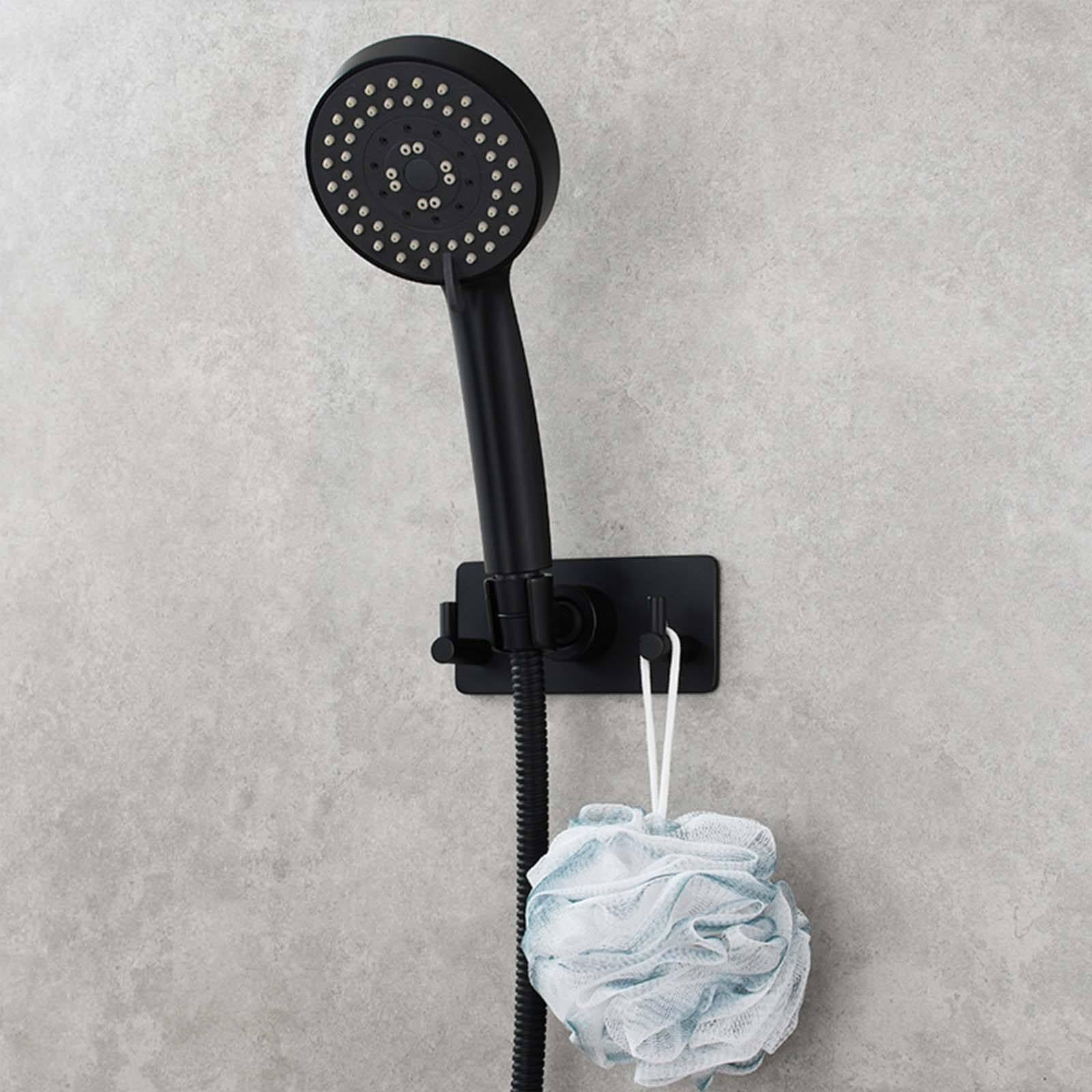 Soporte Ducha Pared Instalación de Perforación Soporte Alcachofa Ducha Rotación de 360° Soporte Ducha Acero Inoxidable Soporte de Ducha Simple Soporte para Ducha con Dos Ganchos