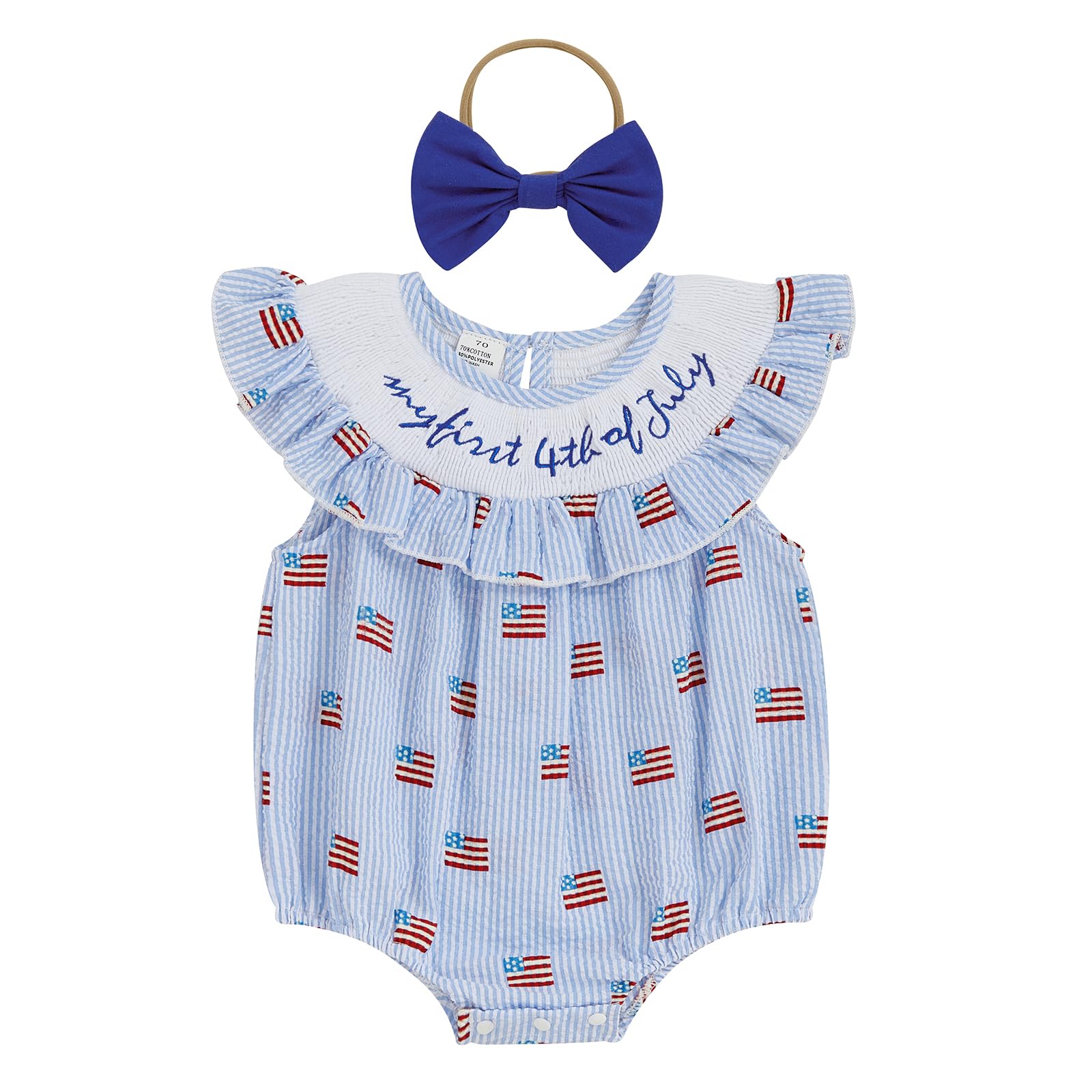 my first 4th Fourth of july baby girl outfits newborn American flag onesie usa bubble romper smocked outfit