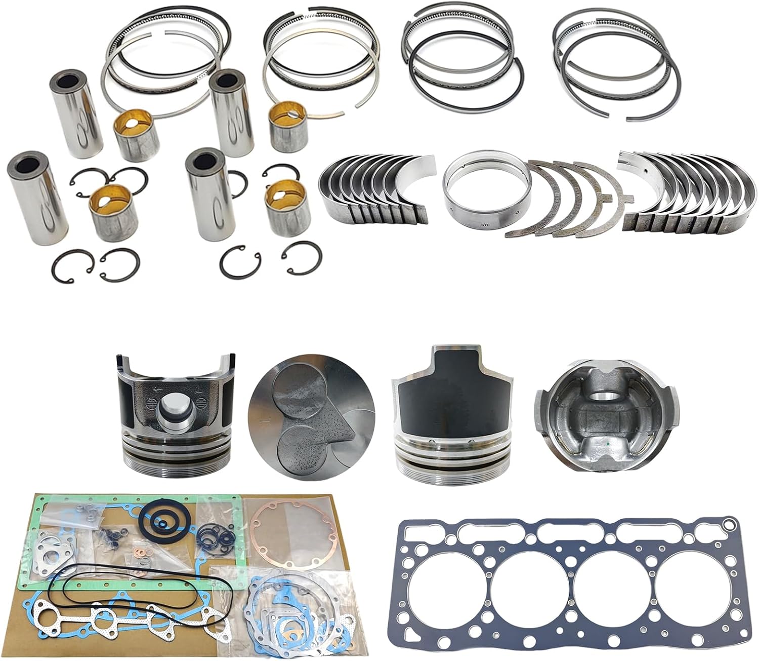V1505 Engine Overhaul Rebuild Kit (No cylinder liner and valve) Compatible With Kubota V1505 V1505D V1505T Engine B2910 B3000 B3030 B3200 Bobcat Excavator 425 Skid Steer Loader S100