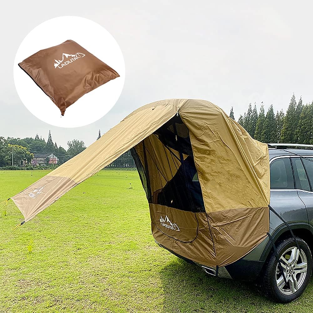SUV Tailgate Tent with Awning,Waterproof SUV Tents for Camping, Car Hatchback Truck Roof Canopy Sun Shade Privacy Shelter for Outdoor Travel, Universal Fit Most SUV