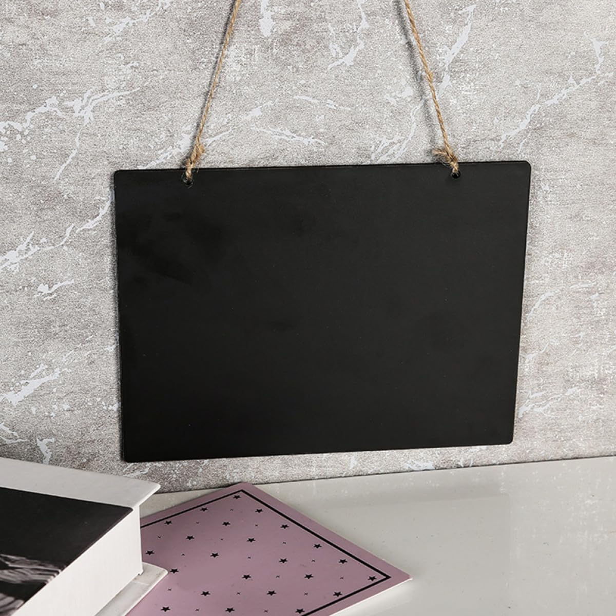 8pcs Wooden Hanging Blackboard Boards Double-Sided Small Chalkboard Signs with Rope for Message Display and Home Decoration