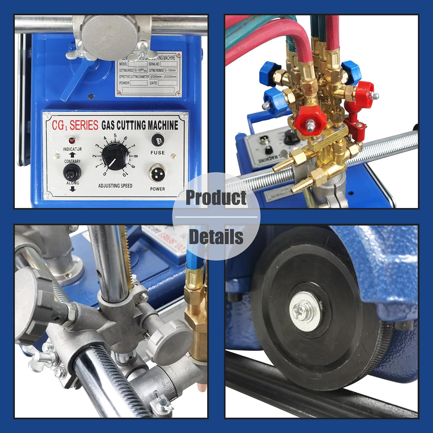 Track Torch Burner Automatic Straight Line Gas Cutting Machine Portable Metal Flame Cutter Cutting Machine 2-29.5inch/min Double Torch Track Burner 110V
