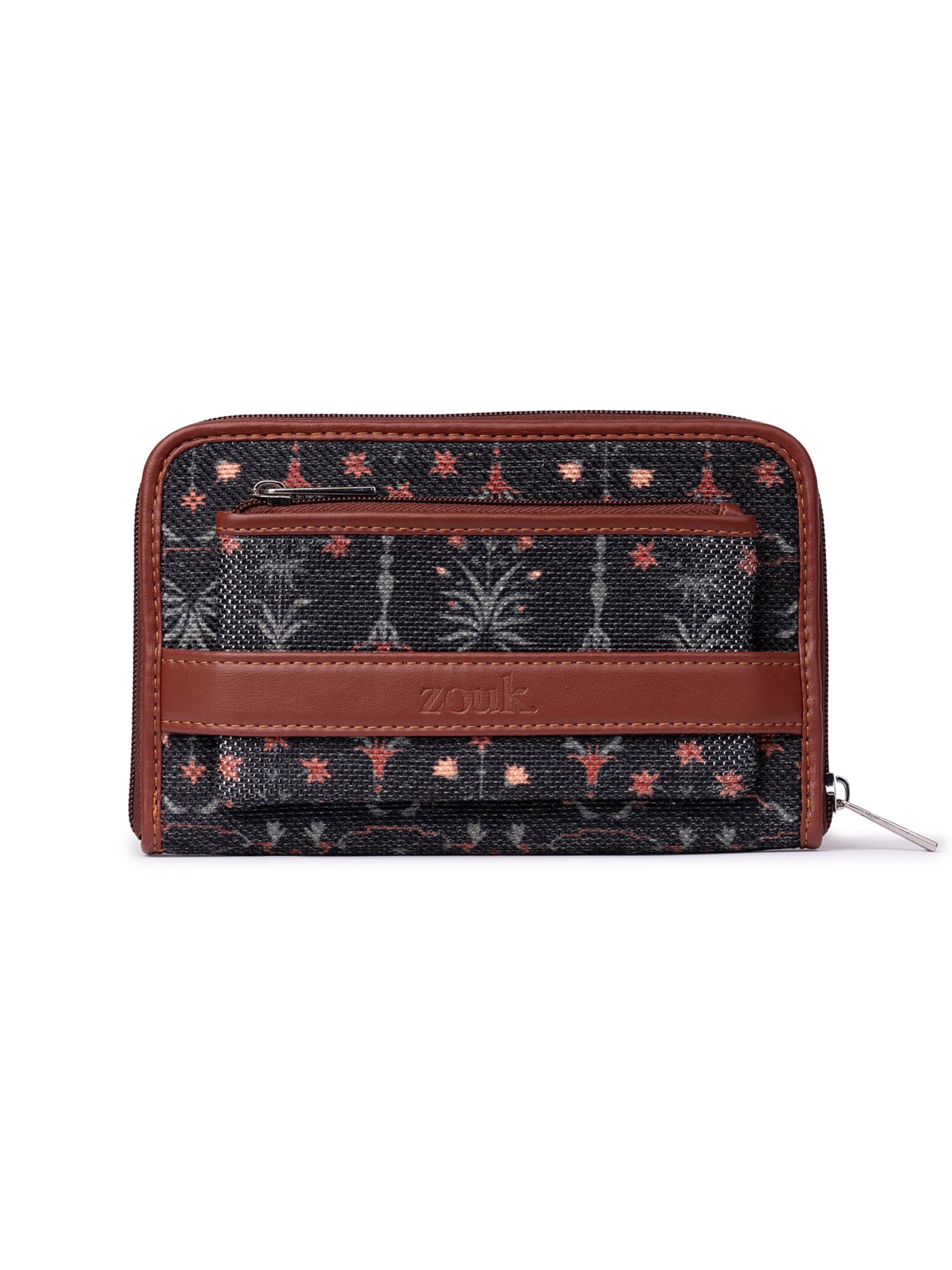 Women Taj Guldasta Floral Printed Handcrafted Classic Zipper Wallet Clutch Purse-image-26