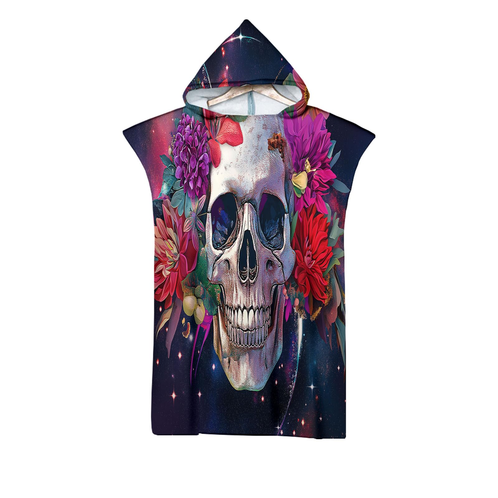 Poncho à capuche pour plage et piscine - Peignoir à langer fleur de crâne