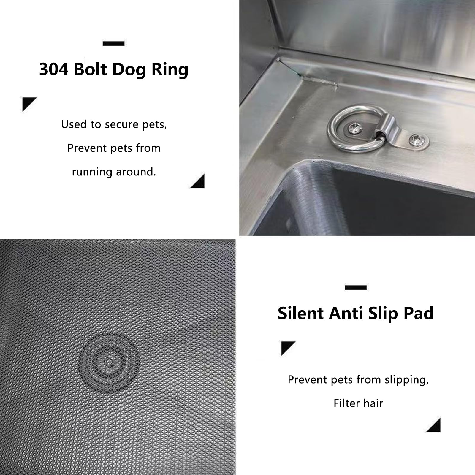 Vasca per toelettatura Cani, vasche da Bagno Professionali per Cani con Porta Scorrevole, Stazione di Lavaggio per Animali Domestici in Acciaio inossidabi,47in/120cm