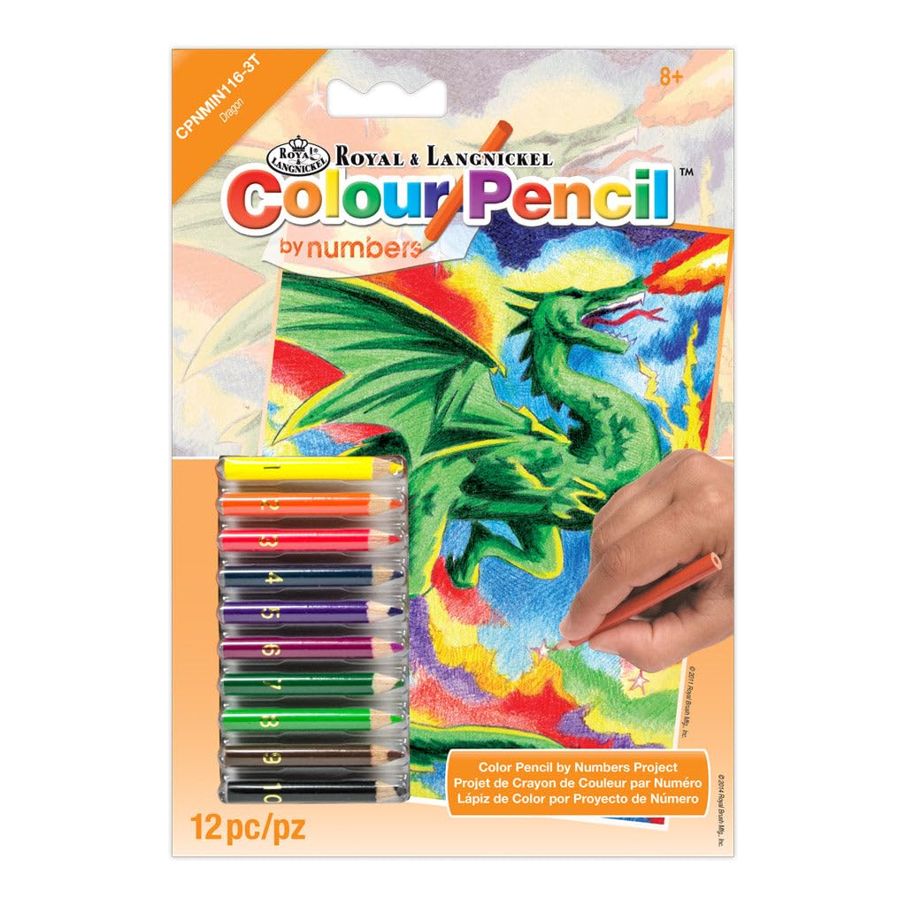 Royal and Langnickel A5 Colour Pencil by Numbers - Fire Breathing Dragon