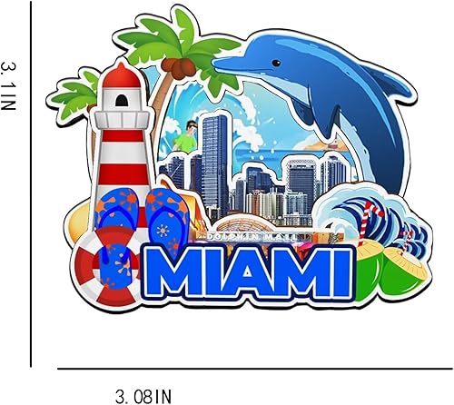 Miniatura 3 de Imán de madera para nevera de Miami Florida USA Monumentos de madera 3D para viajes, recuerdos coleccionables, decoración hecha a mano -2717