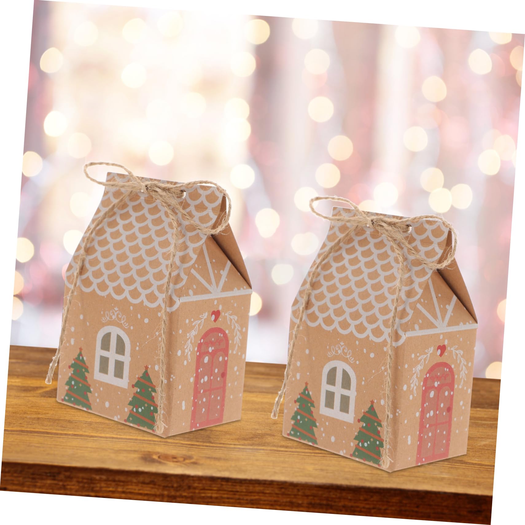 TOVINANNA 50satz Hausform Geschenkverpackungsboxen Anhängern und Kordeln aus Hochwertigem Kraftpapier Robust und Wiederverwendbar für Pralinen Süßigkeiten und Kleine Geschenke