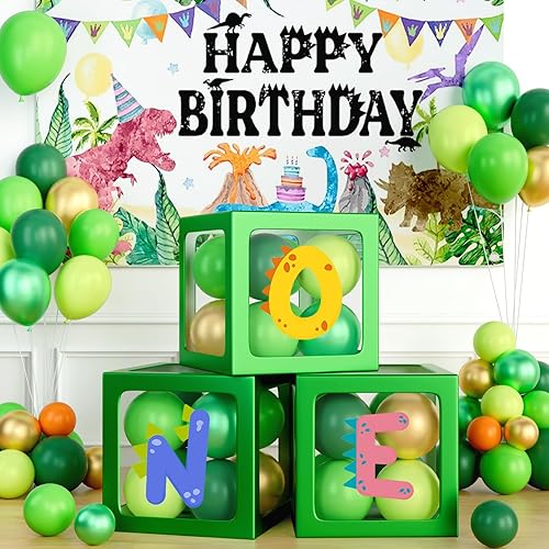 Miniatura 6 de Hombae Un Dinosaurio de Cumpleaños, Decoración de Dinosaurio para Primera Fiesta de Un Año para Niño, Fondo de Globos, Guirnalda de Hojas, Pancarta