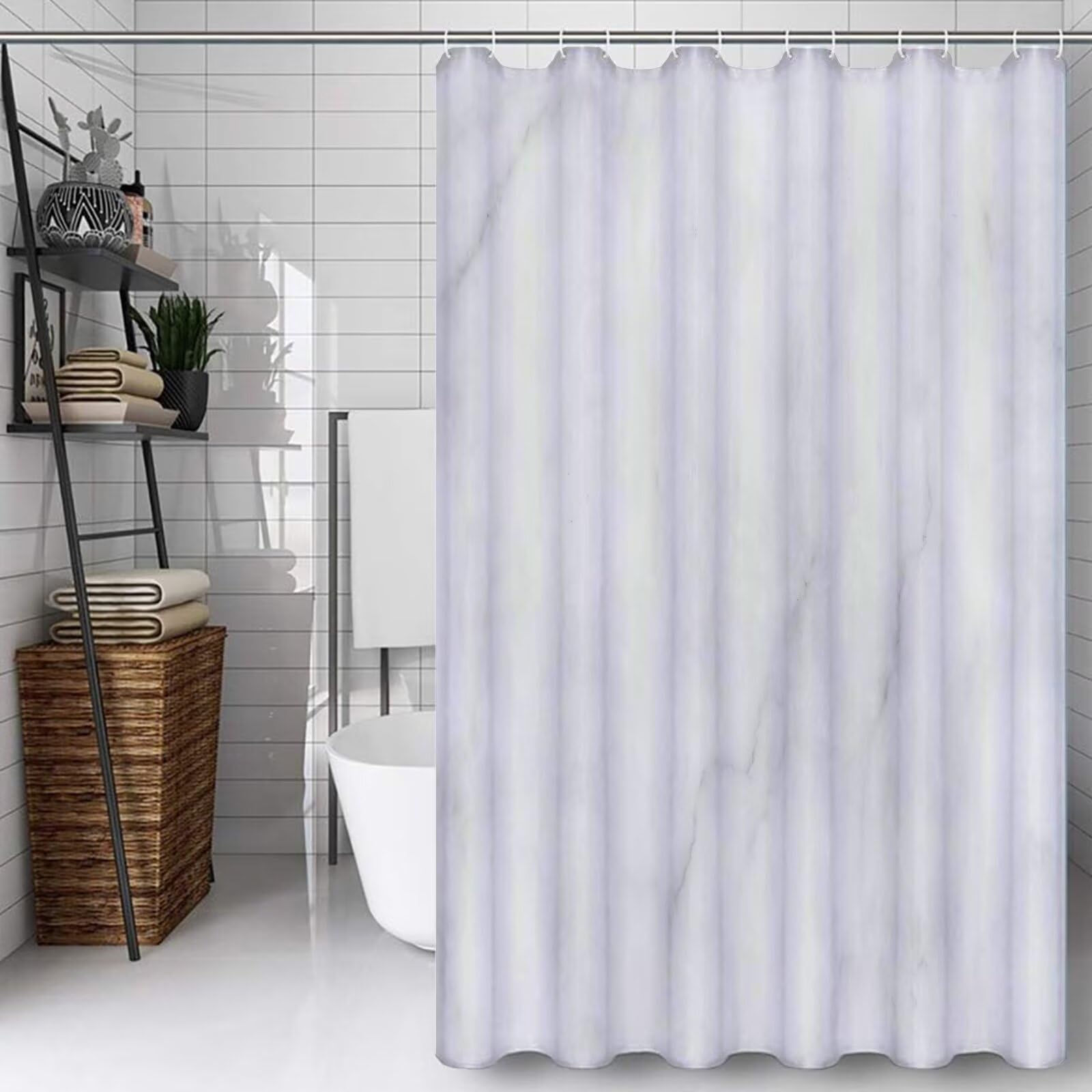 Couleur Unie Rideau Douche 180x210cm Rideau de Douche Brumeux Shower Curtain – Impression Polyester Tissu – avec 12 Crochets – Tissu Lavable en Machine – Imperméable – pour Salle de Bain – Hôtel D#344