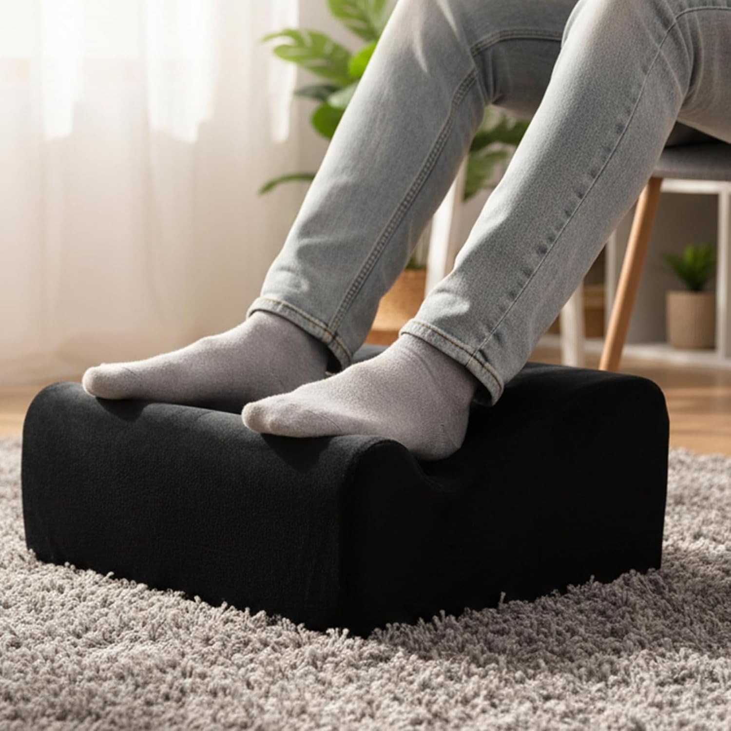 Foot Rest for Under Desk at Work. Multifunctional 3-Tier Foot Stool Office Desk Accessories, Soft Ergonomic Footrest,Support Foot Pillow,Heel Chair,Leg Elevation Pillow (Black, One Size)