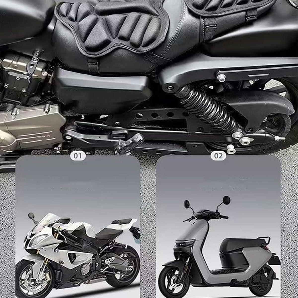 2Pcs Cojín de Asiento de Motocicleta para BMW R 1200 GS LC R1200GS R 1200GS ADV R1200GS Rallye, Antideslizante Alivio de Presión y Mayor Confort para Viajes Largos,A/Style 1