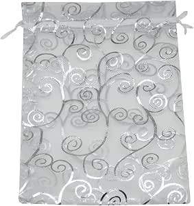 SUNGULF 50pcs Organza Drawstring Bags 5x7 Inches - Light Blue Gift Pouches For Jewelry, Candy, Wedding Favors