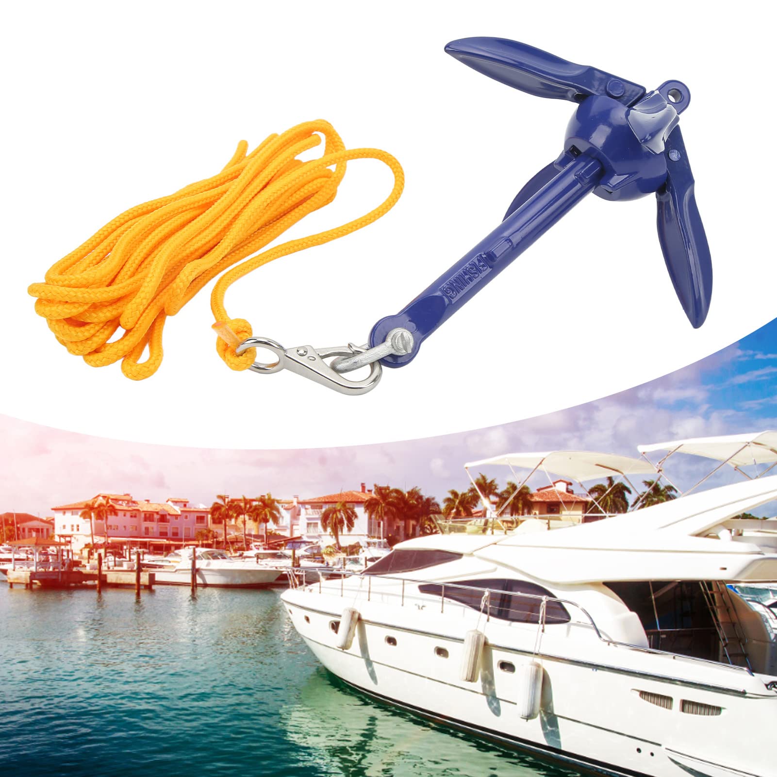 Boat Anchor Set, Foldable Marine Anchor, Convenient Storage with Rock Bottom Storage Bag