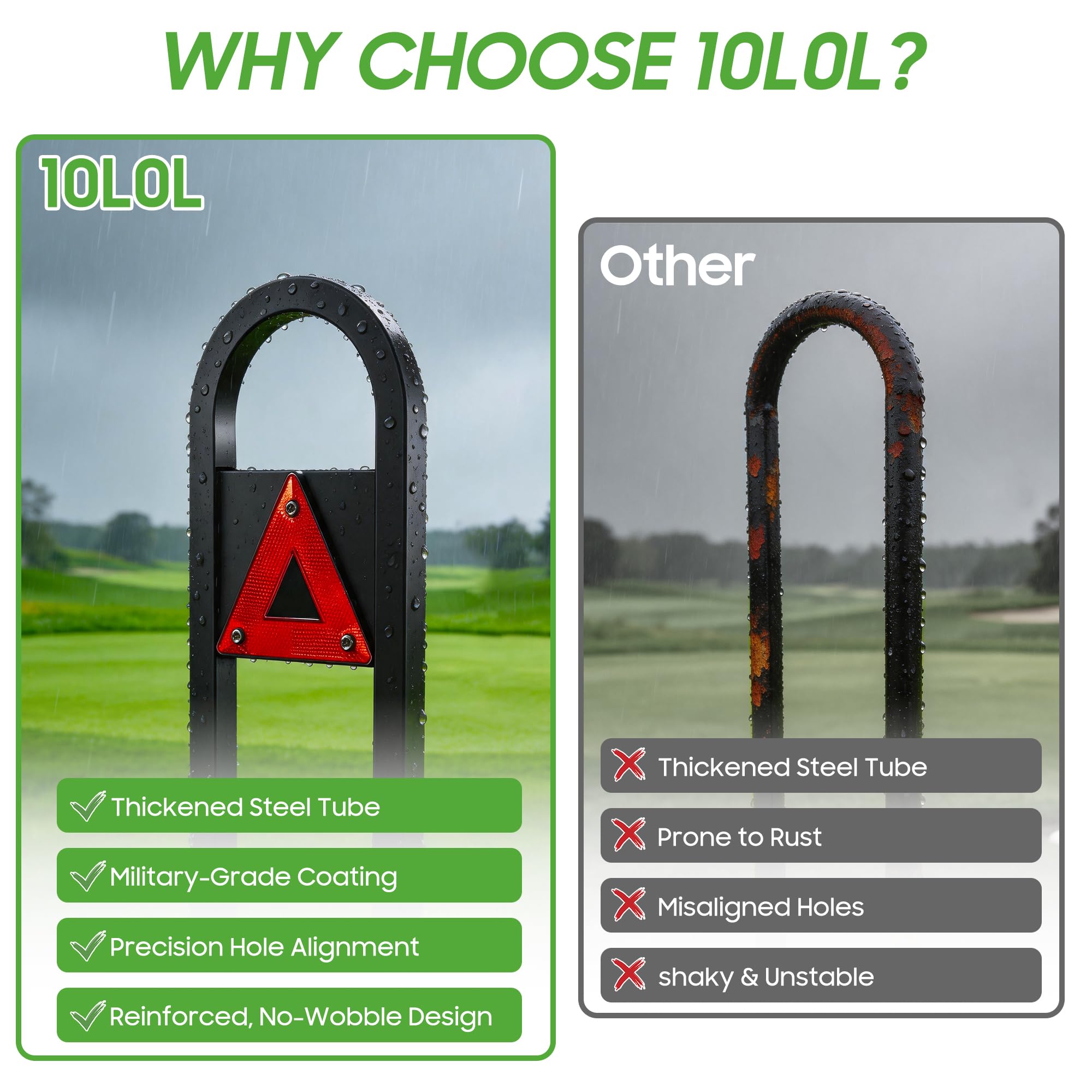 10L0L Golf Cart Barre d'appui de sécurité arrière universelle compatible avec Yamaha Club Car EZGO chariot de golf avec panneau triangulaire réfléchissant