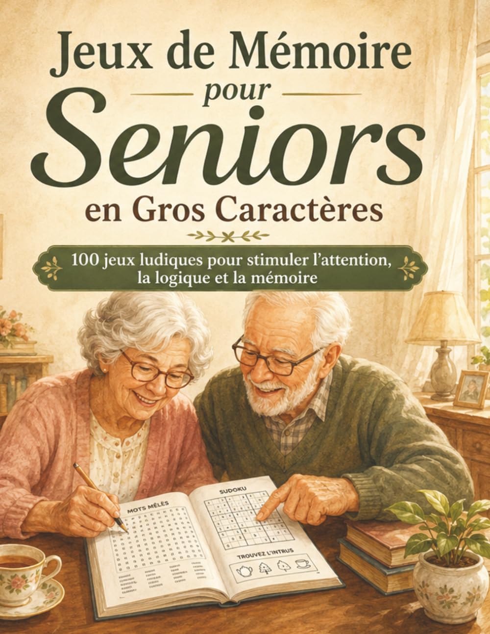 Jeux de Mémoire pour Seniors en Gros Caractères: Cahier d’activités senior avec jeux de logique, observation, langage et calcul simple — grand format pour entretenir l’esprit au quotidien