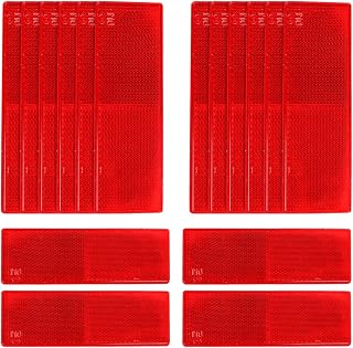 16PCS Red and White Reflector Sticker, Waterproof Plastic Self Adhesive Decal, Reflective Safety Warning Tape Plate, Stick-on Quick Mount, Car Accessories for Truck, Motorcycle, Bus, Trailer (Red)