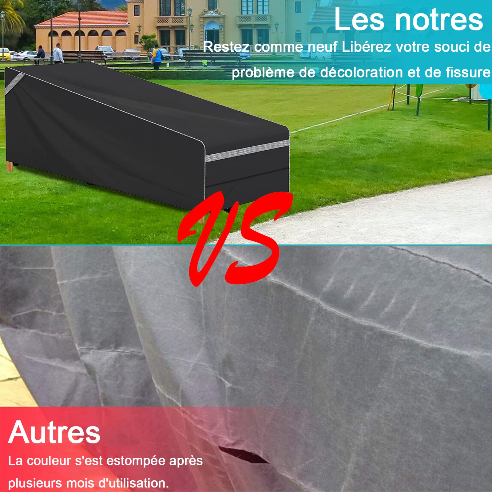 Housse De Protection Pour Chaise Longue Pliante - Imperméable Oxford 420D - 110x72cm - Cordons De Serrage