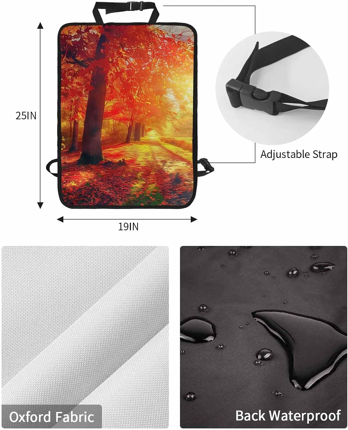 T&H XHome Car Seat Protector, 2 Pack Kick Mats Back Seat Protector Autumn Red Maple Leaf Forest Sunshine Silhouette Waterproof Backseat Cover for Kids Universal Fit Automotive Interior Protectors