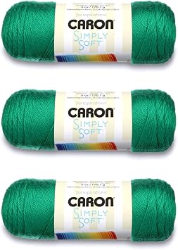 Caron Simply Soft Kelly Green Yarn - 3 Pack of 170g/6oz - Acrylic - 4 Medium Worsted - 315 Yards - Knitting/Crochet