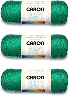 Caron Simply Soft Kelly Green Yarn - 3 Pack of 170g/6oz - Acrylic - 4 Medium (Worsted) - 315 Yards - Knitting/Crochet