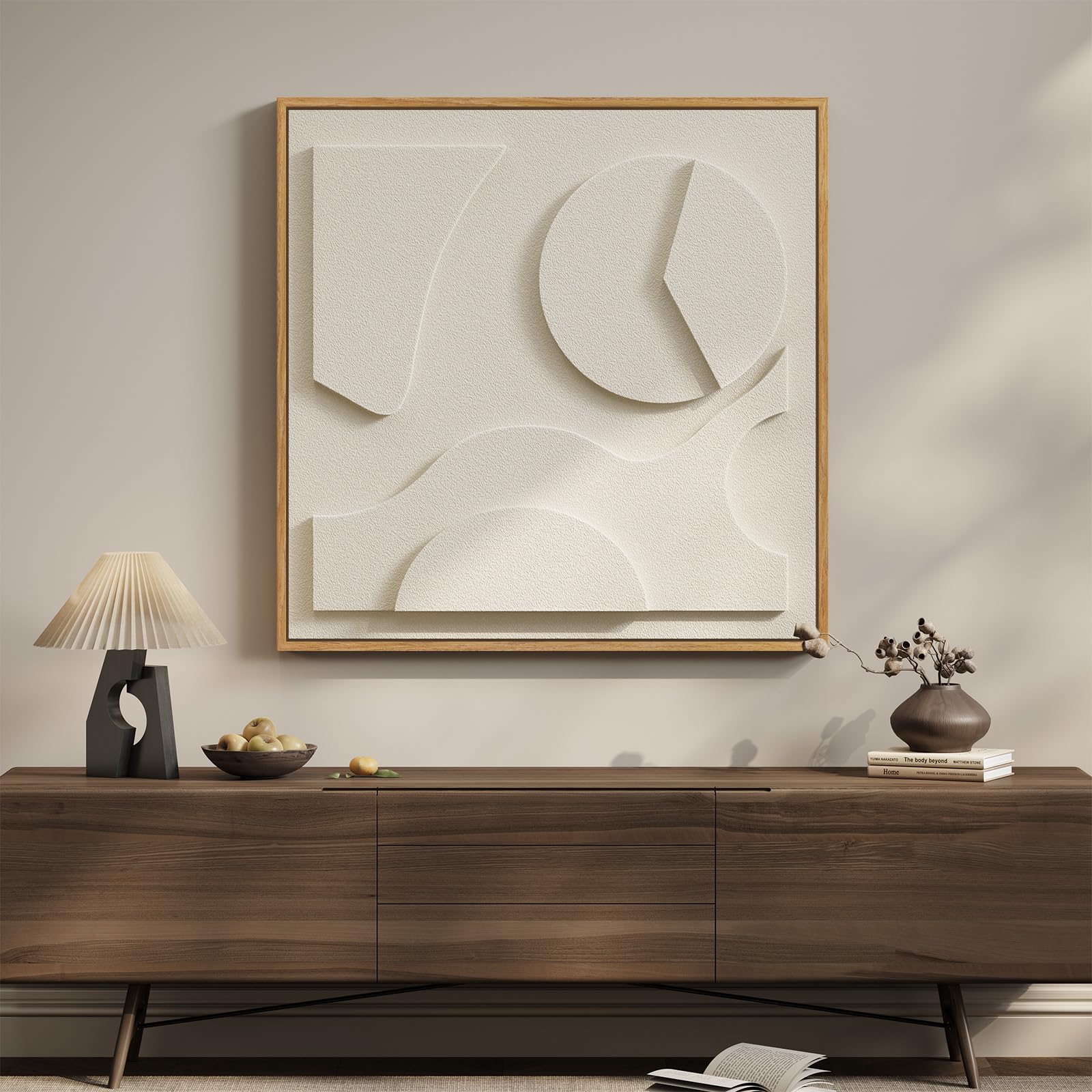 Large 3D Textured Framed White Abstract Wall Art, 1 Piece Square Modern Paintings Artwork for Walls, Minimalist White Geometric Block Pictures for Living Room Bedroom Office Hallway Wall Decor 30x30 — image 1