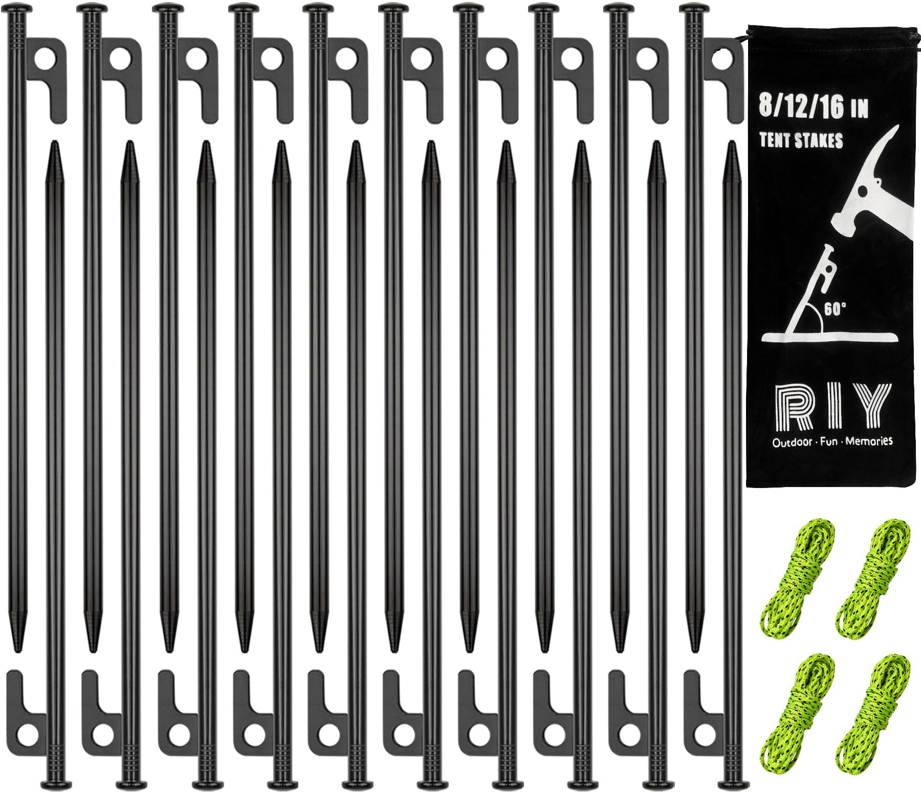 20 Pack 12 inch Tent Stakes Heavy Duty Metal Tent Pegs for Camping Steel Tent Pegs Unbreakable and Inflexible