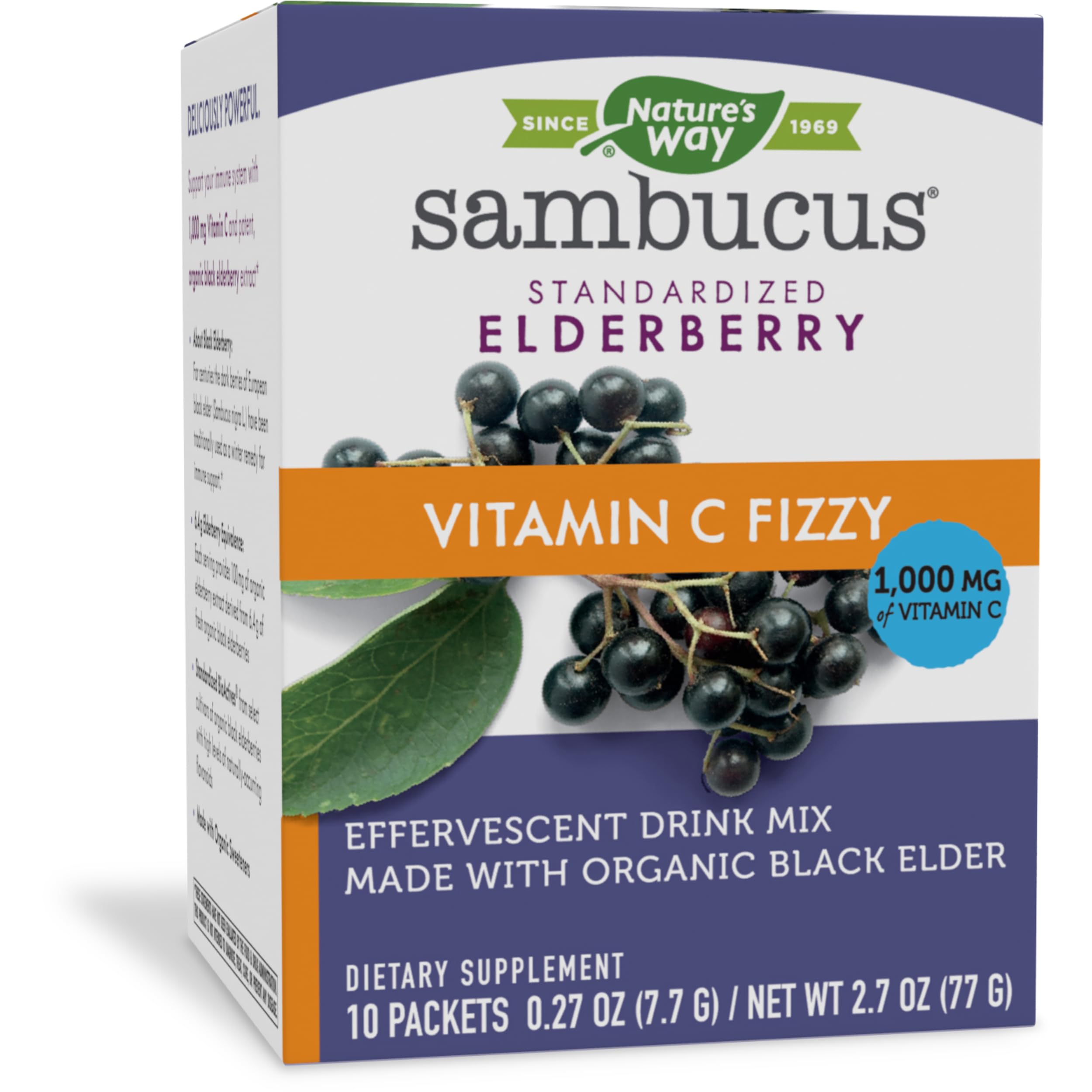 Sambucus Fizzy Organic Elderberry Packets, 10 Count