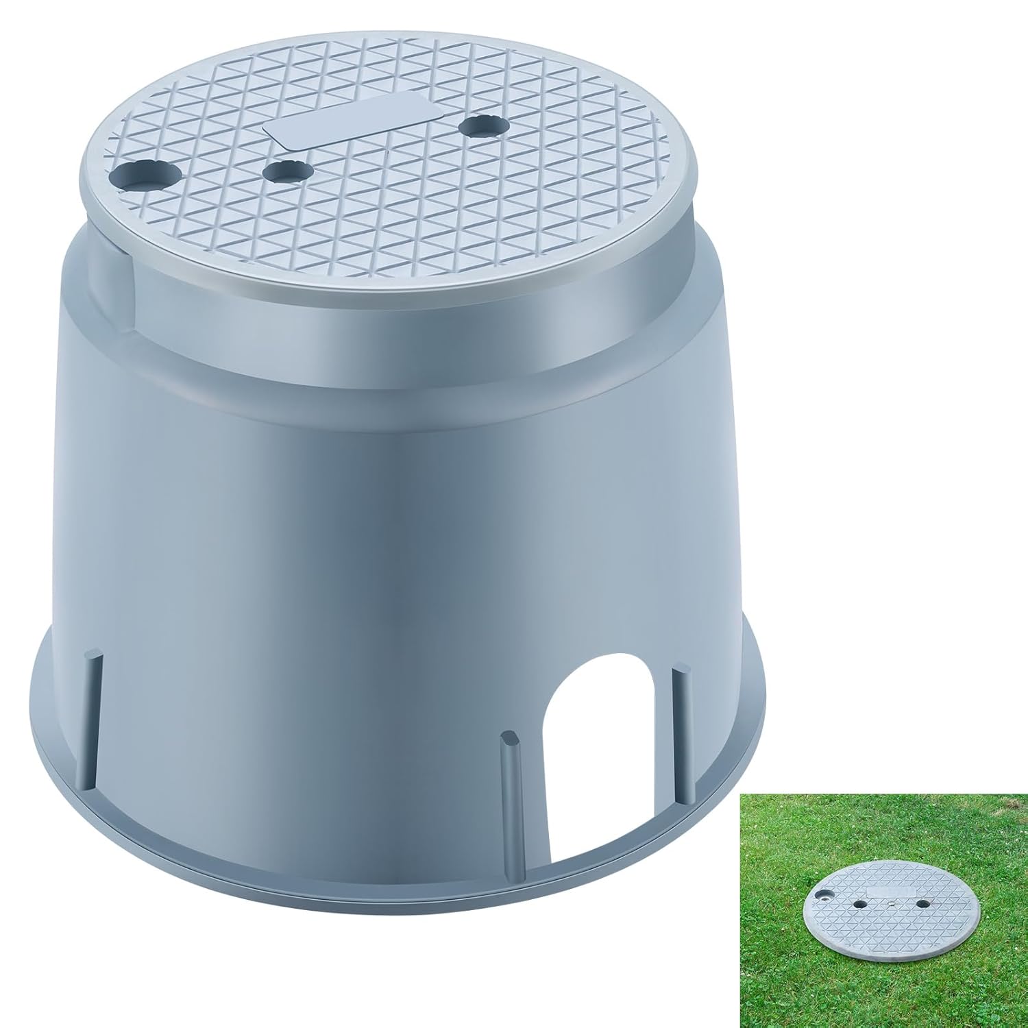 Tandefio 1 Pc 910 Electrical Splice Box 10 Inch Diameter Underground Electrical Junction Box Inground for Outdoor Wiring Splices (Gray) 1 Gray