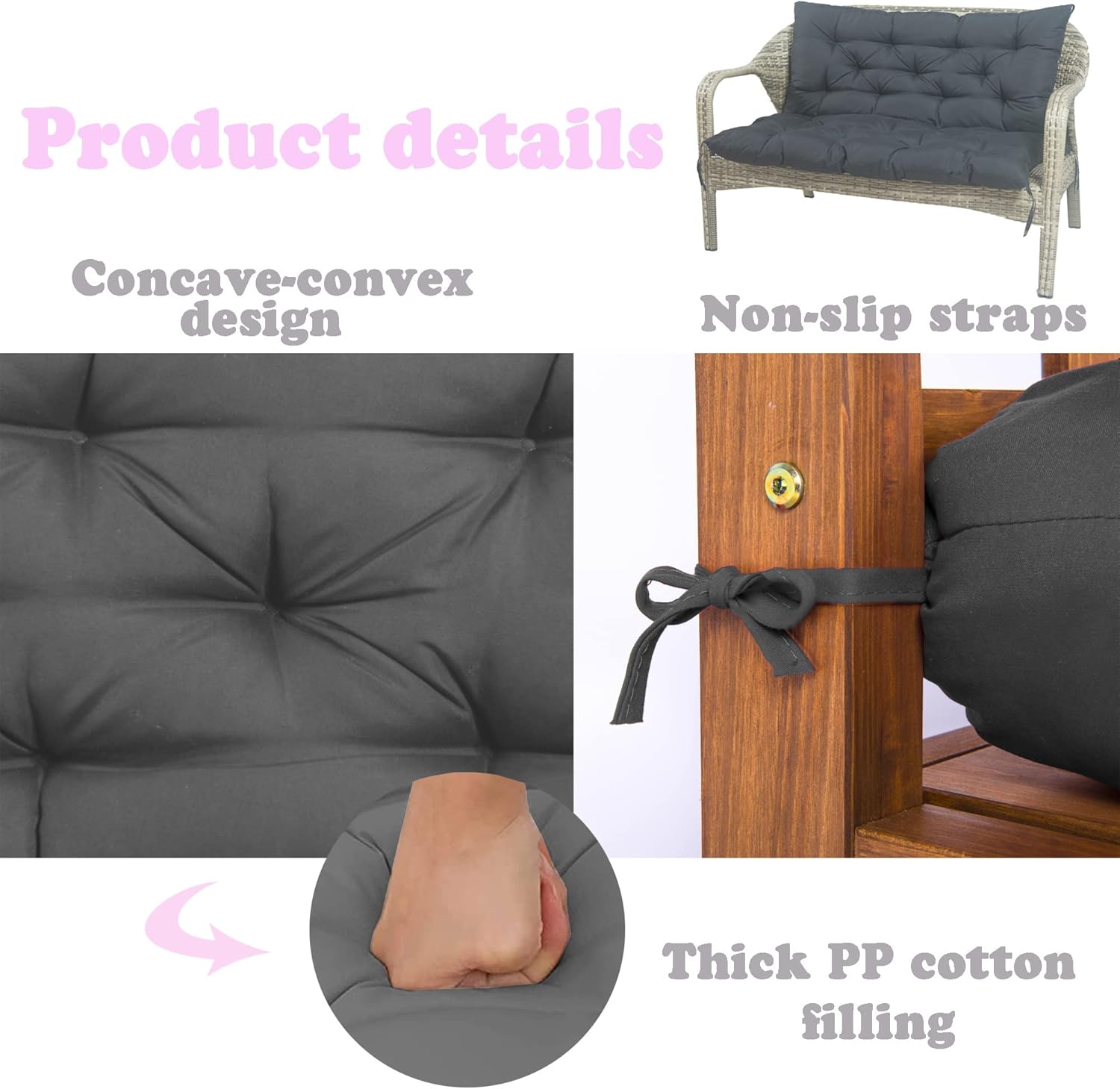 Thick Sofa Cushion Swing Pad for Indoor Furniture, Soft 2-3 Seater Bench Cushion with Backrest, Chair Cushion Patio Mat with Nonslip Ties for Dining Kitchen Home,100 * 100 * 8cm,Green