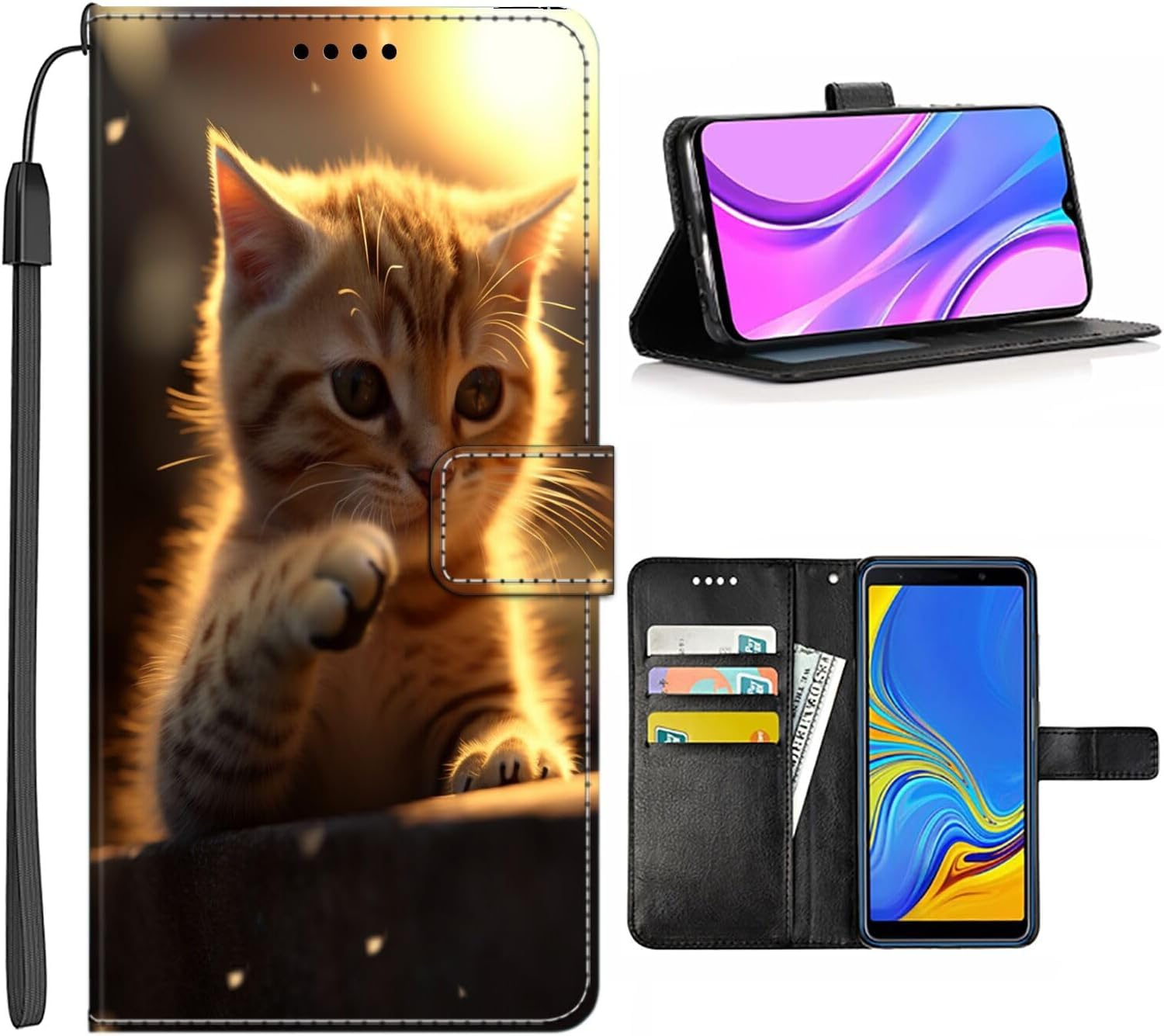 HushuwanWallet Case for 14 Plus Wallet Case with Designer cat-Art cc1 Pattern PU Leather Flip Folio ID&Credit Cards Pocket Lanyard/831