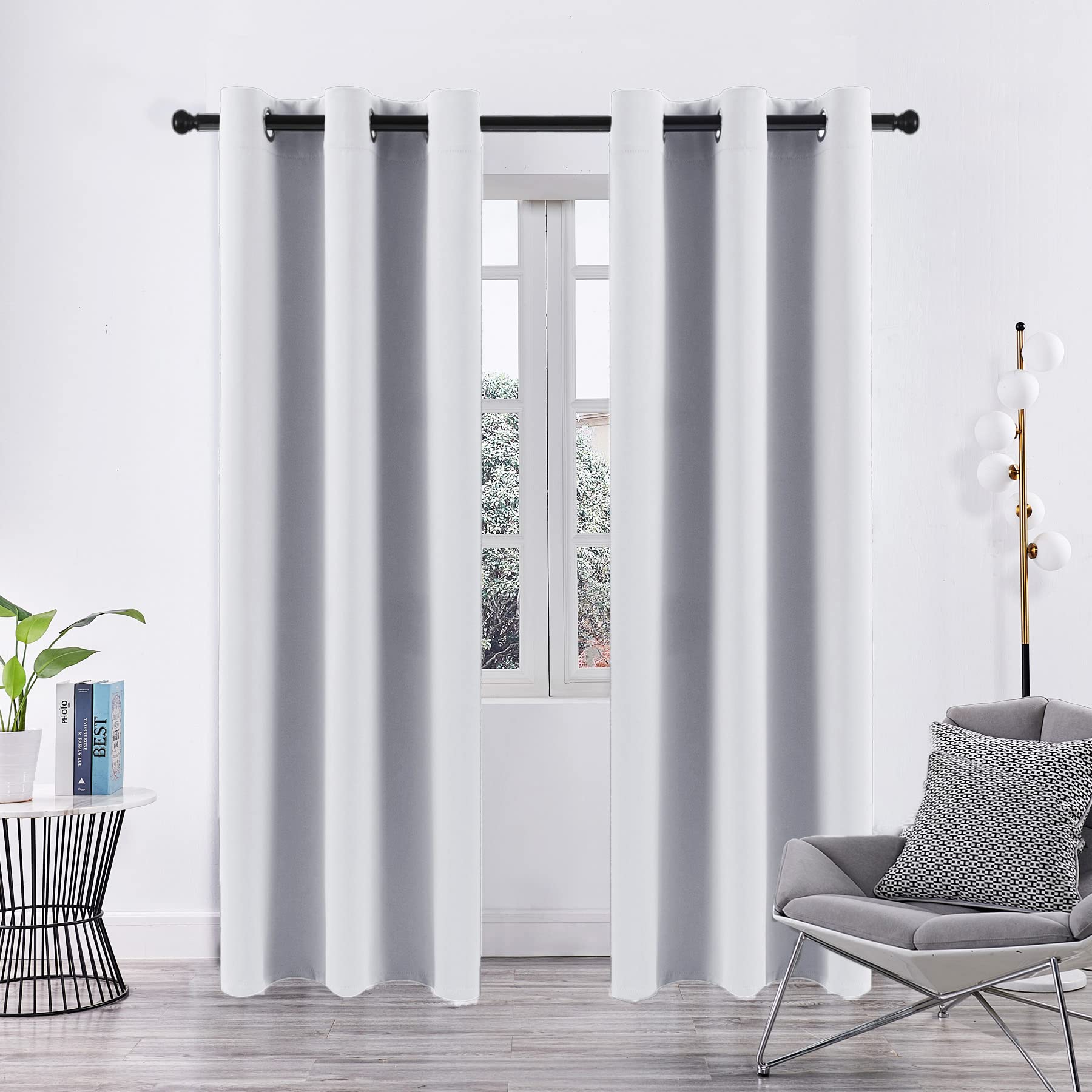 Pickluc Blackout Curtains 84 Inches Long 2 Panels, Light Blocking Window Drapes for Living Room, Thermal Insulated, Noise Reduction, Privacy Protection, Greyish White, 42" Wide x 84" Length