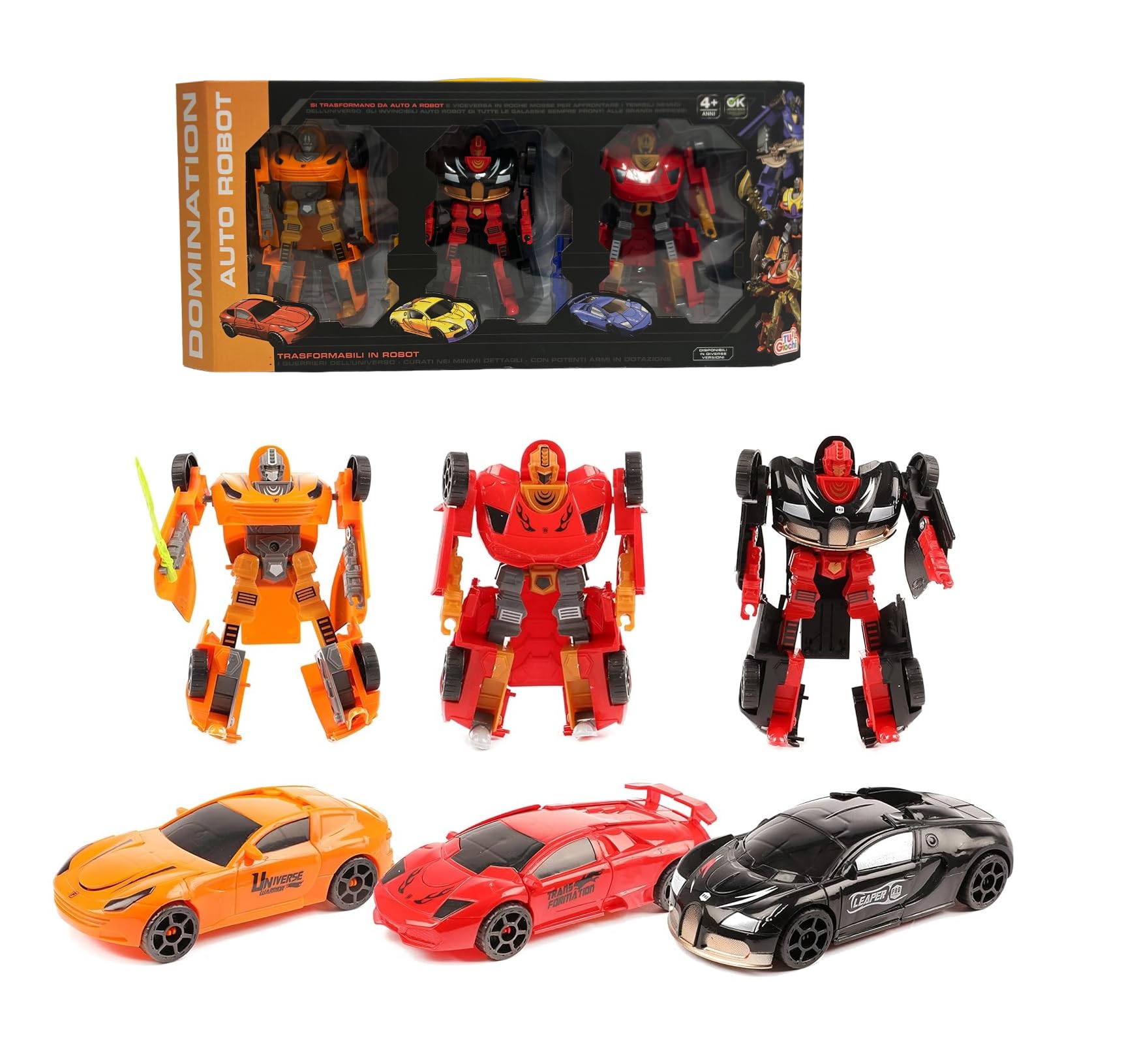 Transformable Robot Sports Car Set of 3 Cars Transformable into Robot Transformable Robot Robot Toy for Children Robot Transformable Car Transformable