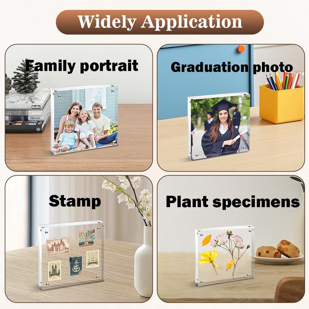 4x6 Acrylic Frames 16 Pack, 20mm Double Sided Magnetic Picture Frames Bulk Display Stand Self Standing Clear Photo Frames for Wedding Birthday Baby Shower Picture Holder