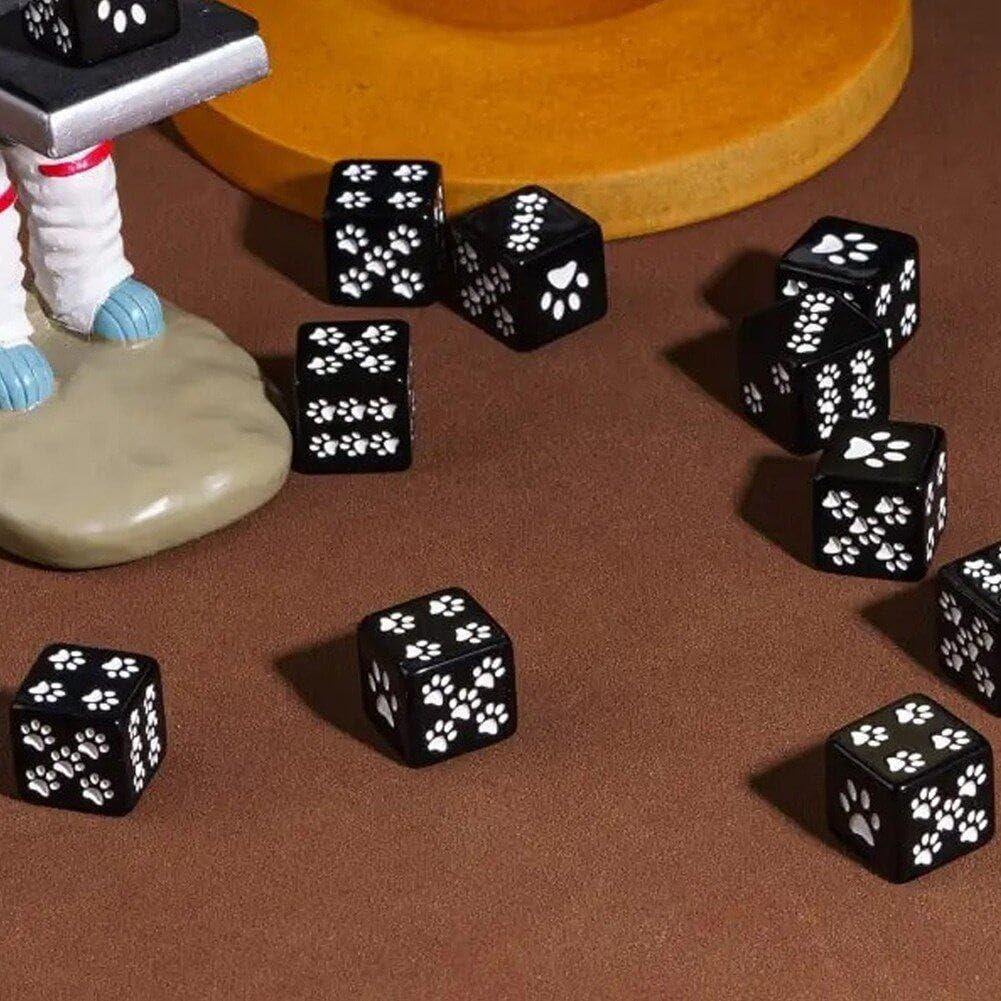 Dadi A 6 Facce Con Zampa Di Gatto - Set Da 10 Dadi In Resina Nera (16 Mm) Per Giochi Da Tavolo E Collezionismo